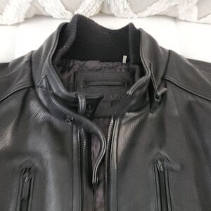 Calvin Klein Black Leather Bomber Jacket